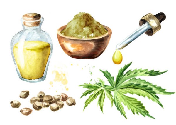 Мука конопляная на белом фоне