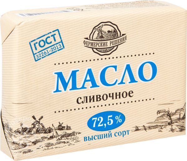 Масло сладко-сливочное Крестьянское 72,5% 180г Экомилк