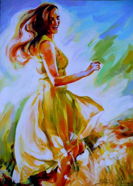 Женщина в Красном живопись