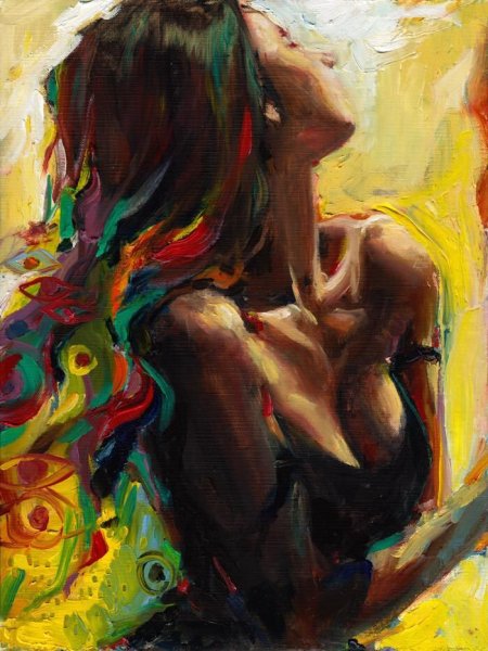 Картина акрилом девушка