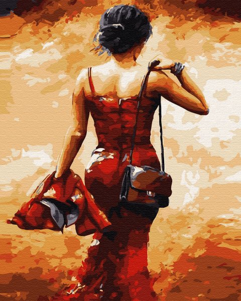 Девушка в черном живопись масло