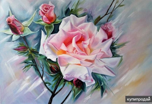 Розы маслом на холсте