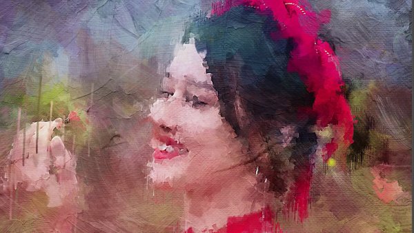 Портрет с прорисовкой на холсте