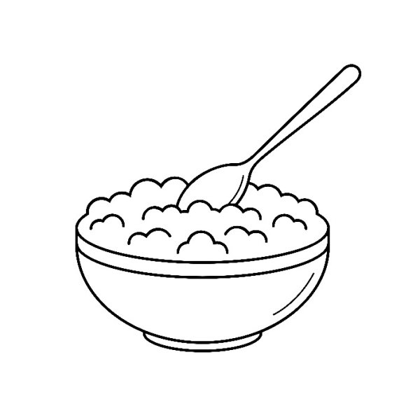 Тарелка с кашей раскраска