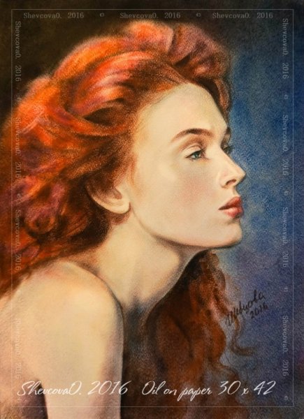 Картина рыжая девушка