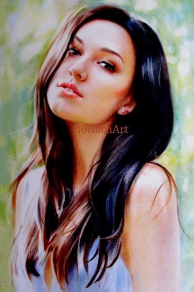 Портрет брюнетки маслом