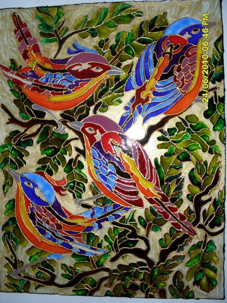 Роспись по стеклу птицы