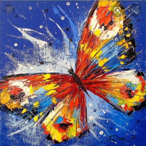 Бабочки акрилом на холсте