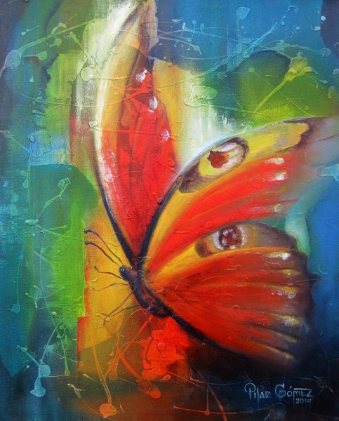 Бабочки маслом на холсте
