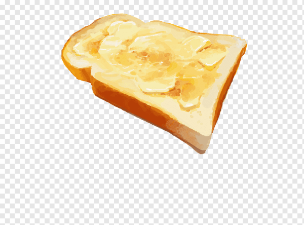 Хлеб с маслом на прозрачном фоне