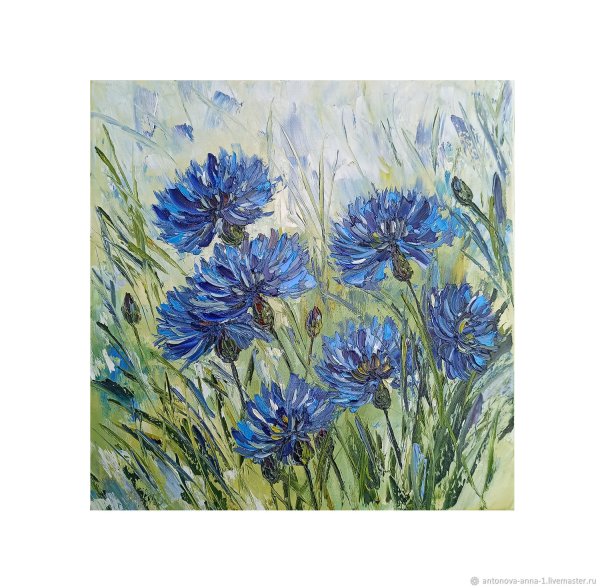 Васильки живопись маслом