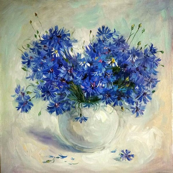 Художник Елена Кацевал. Васильки