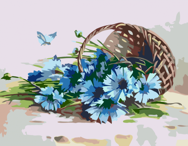 Васильки и ромашки акварелью