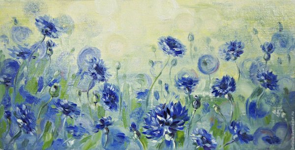 Голубые цветы живопись