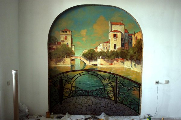 Фотообои в нише стены