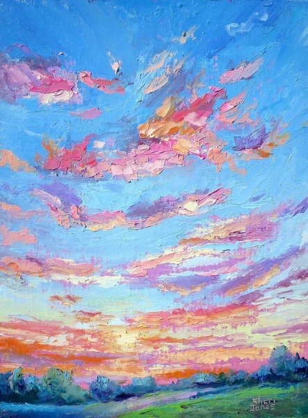 Импрессионизм горы мастихином