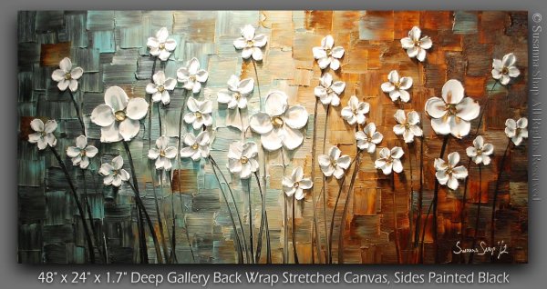 Цветы маслом на панно