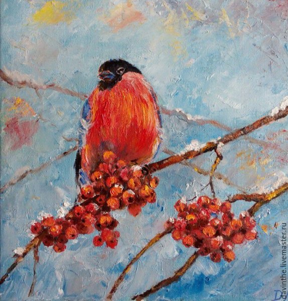 Снегирь живопись Мария Павлова