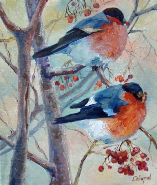 Художник Медведев Снегири
