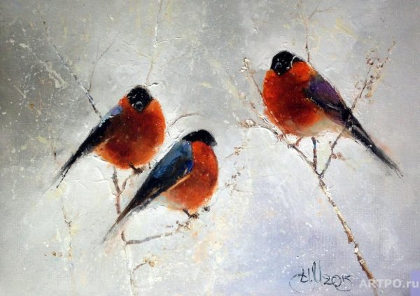 Птица Снегирь картина