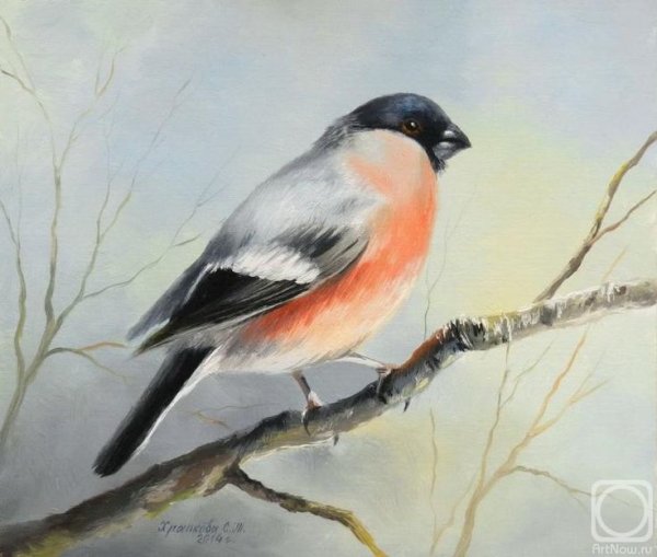 Пейзаж со снегирями