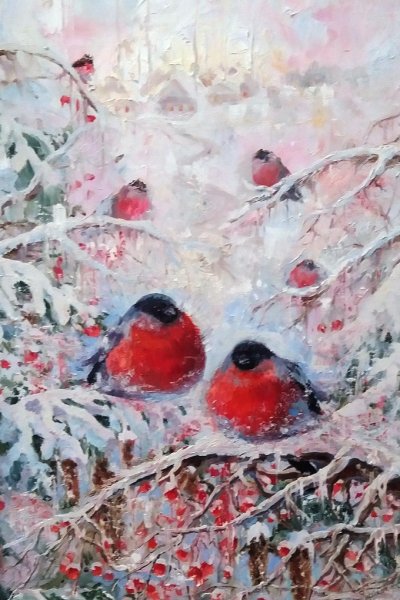 Снегирь живопись Мария Павлова