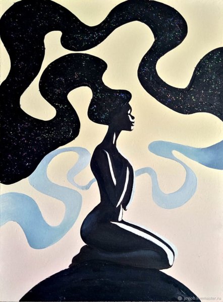 Силуэт девушки акварель