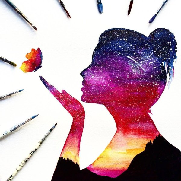 Женский силуэт живопись