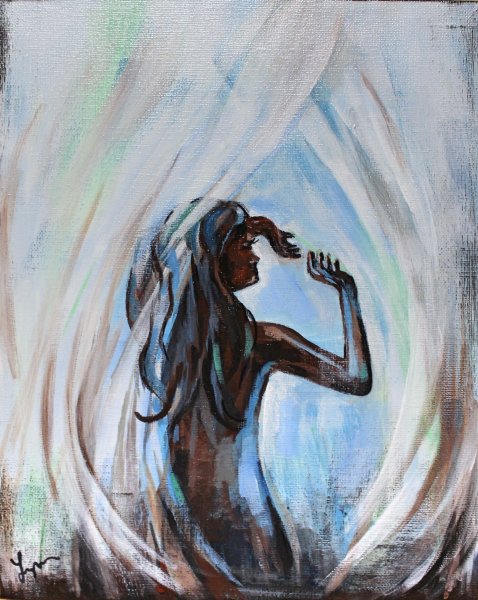 Картины акрилом девушка в платье