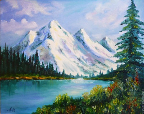 Пейзаж горы маслом