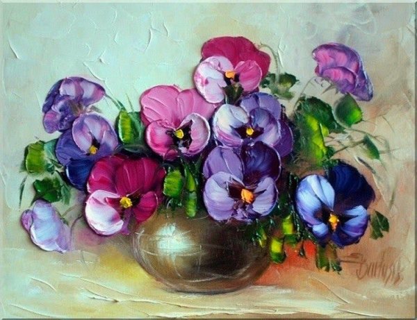 Анютины глазки живопись