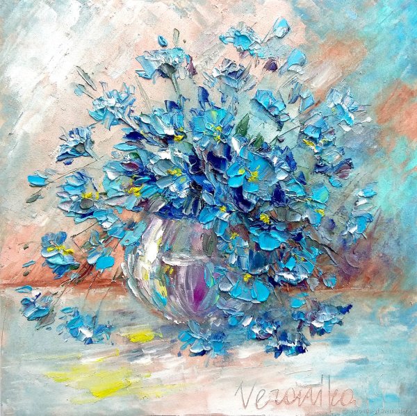 Синие цветы живопись