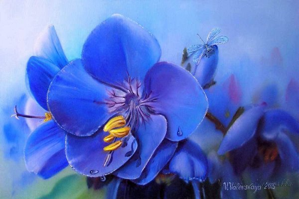 Синие цветы живопись