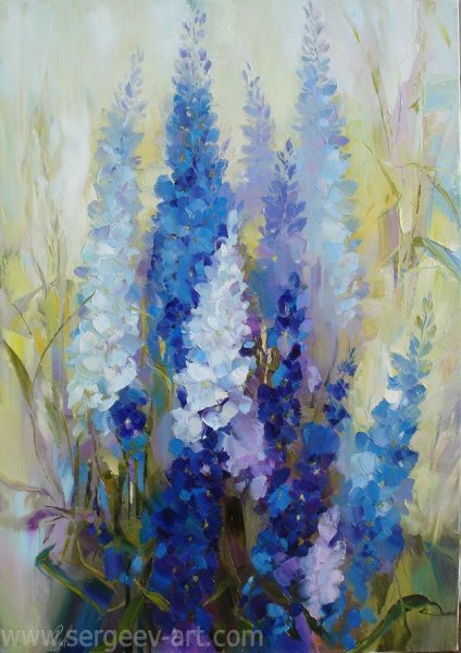 Люпины мастихином