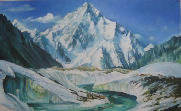 Снежные горы маслом