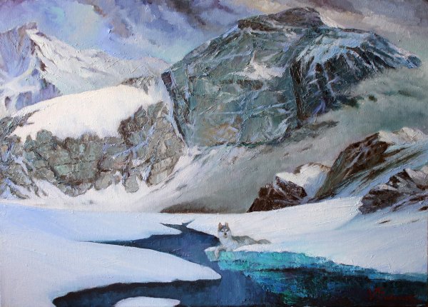 Снежные горы живопись