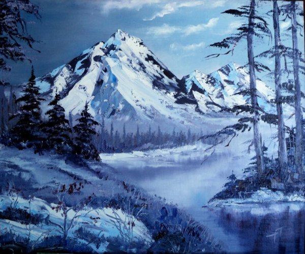 Снежные горы маслом
