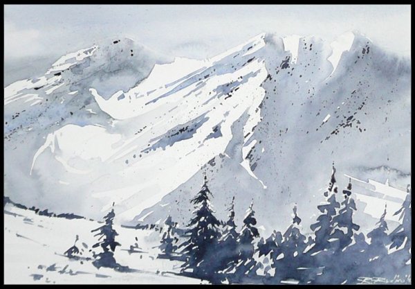 Горы акварелью