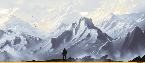 Заснеженные горы арт