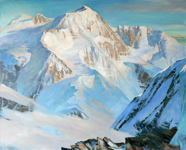 Снежные горы мастихином