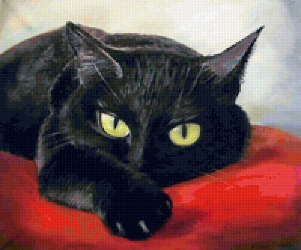 Черно-белый котенок живопись