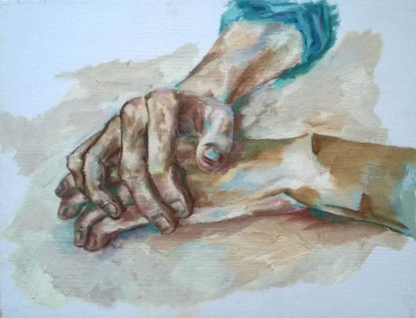 Руки гуашью