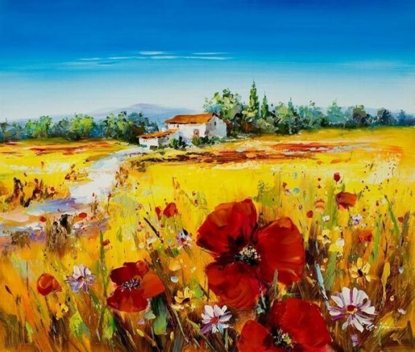 Маковое поле маслом на холсте