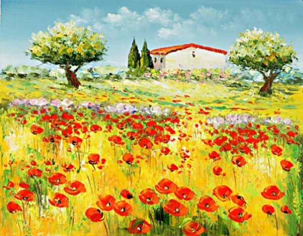 Пейзаж с маками Жан Янчика живопись