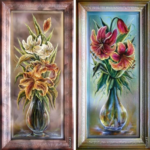 Прозрачная ваза с розами