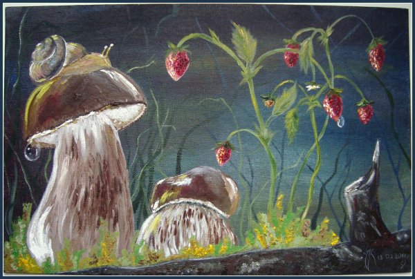 Грибы в живописи маслом