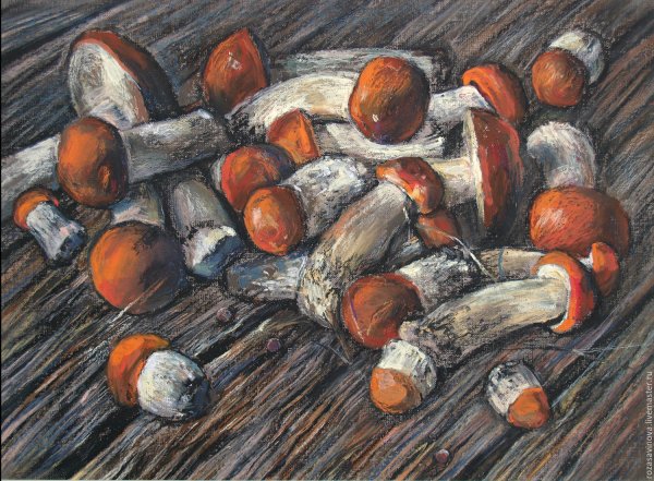 Грибы в живописи маслом