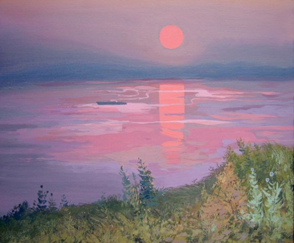 Восход пейзаж акрил