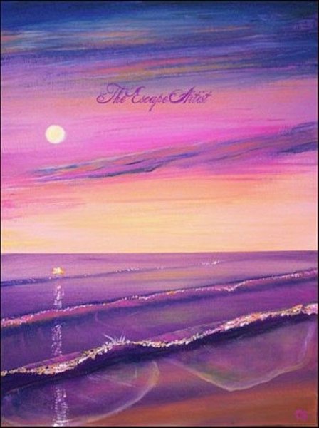 Картина море в сиреневых тонах