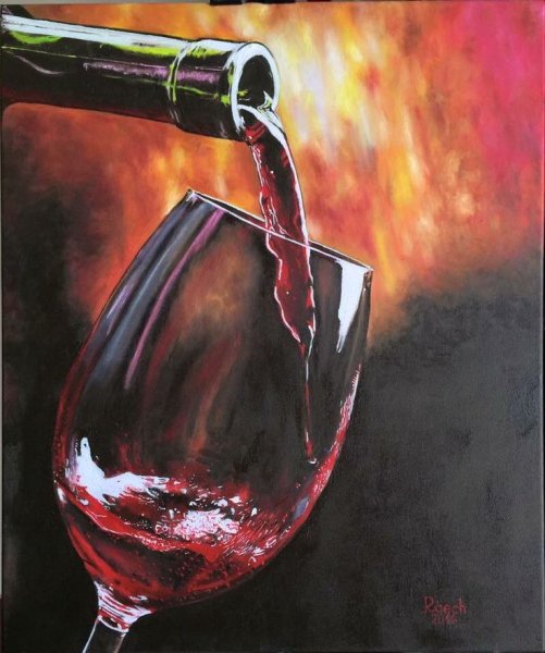 Живопись бокал с вином